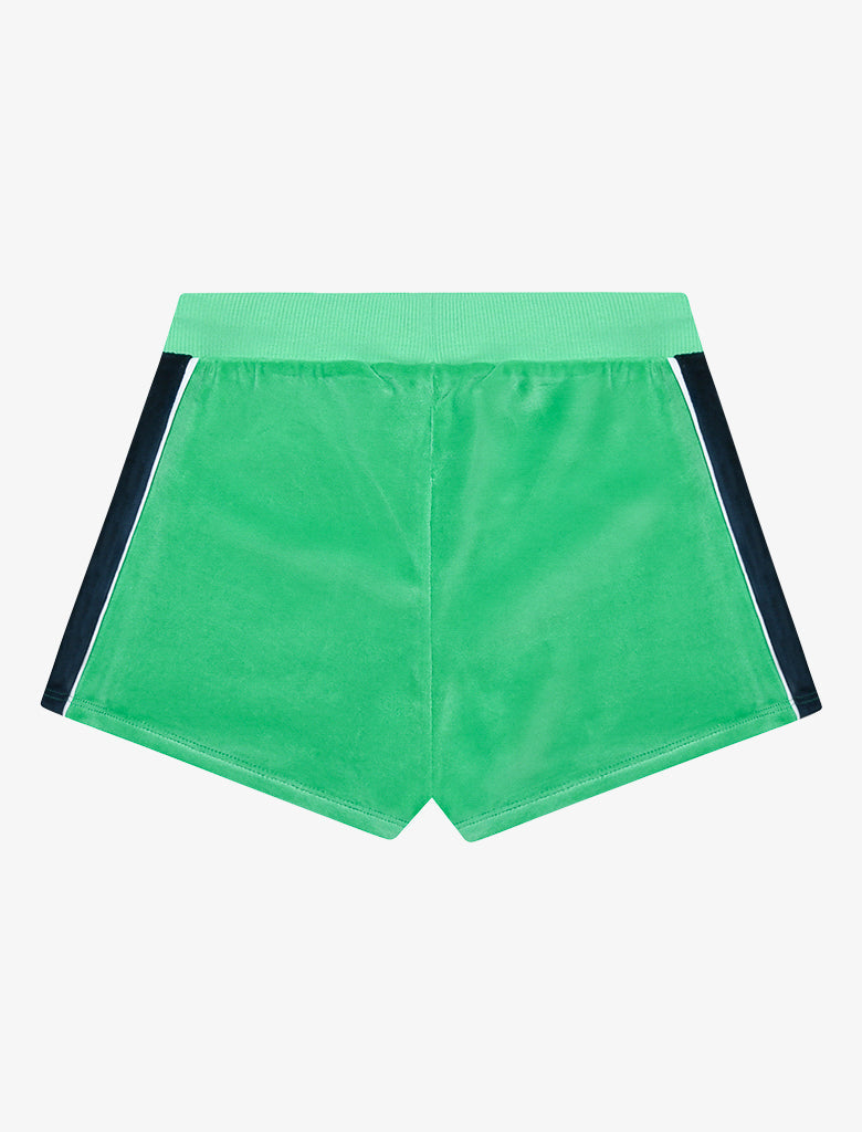 Girl's Velour Shorts - Bright Green/Dress Blue