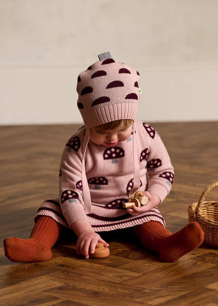 Sage - Dusty Pink Mushroom Knit Dress