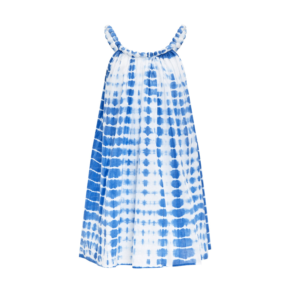 Girls Blue Tie Dye Beaded Dress