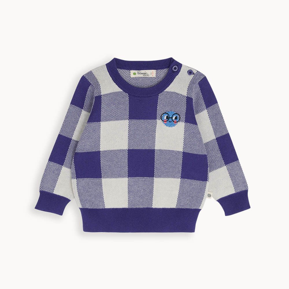 Monopoly - Blue Check Jaquard Knit Sweater