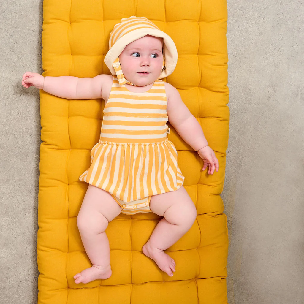 Conch - Orange Stripe Bodysuit With Skirt