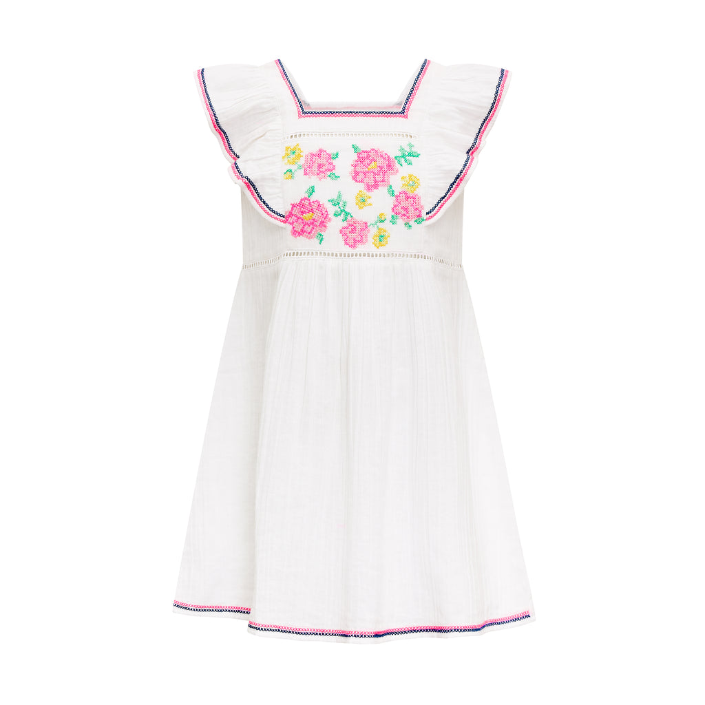 Girls stitch Floral Frill Sleeve Dress