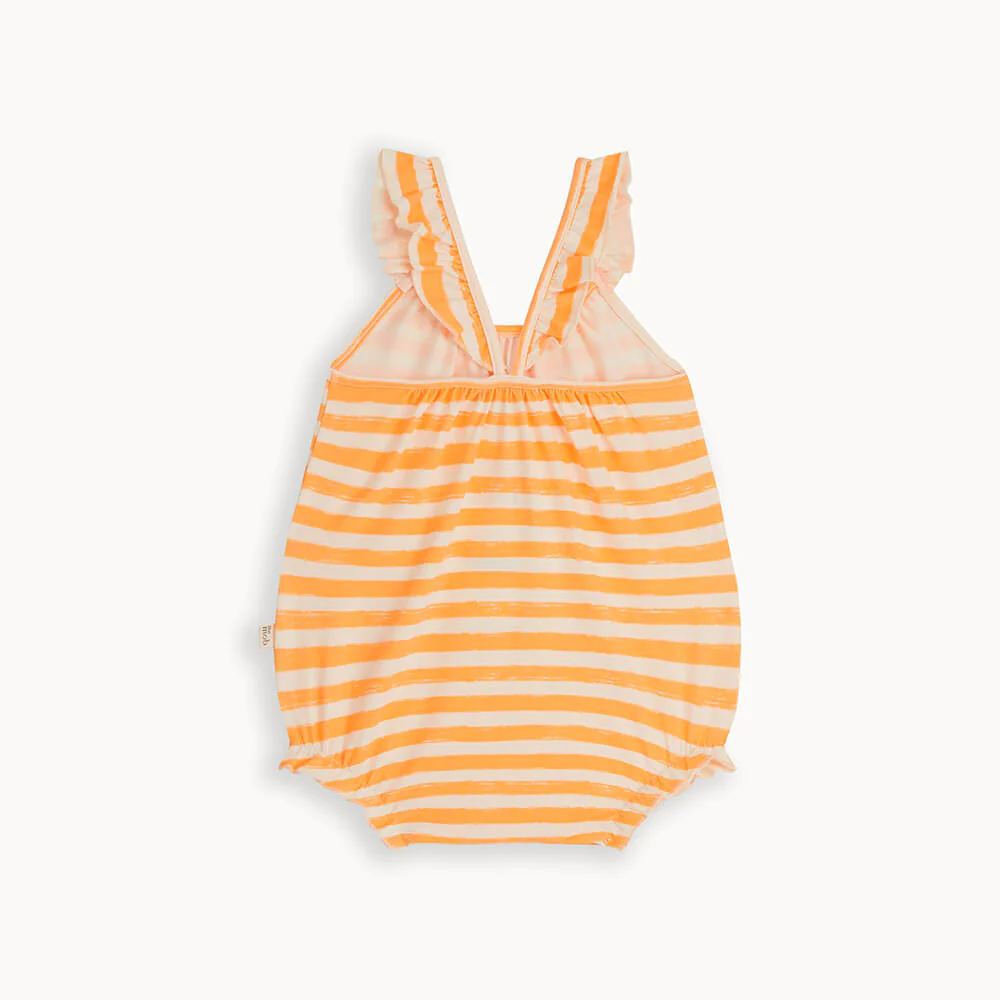 Clarion - Orange Stripe Frill Bubble Romper