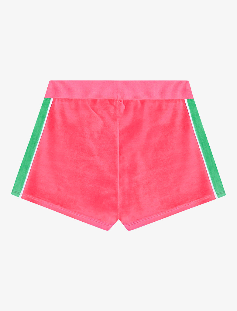 Girl's Velour Shorts - Electric Pink/Bright Green