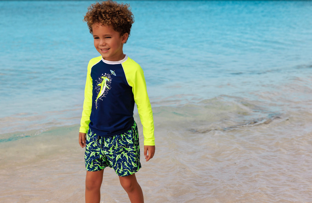 Boys Batik Shark Long Sleeved Rash Vest