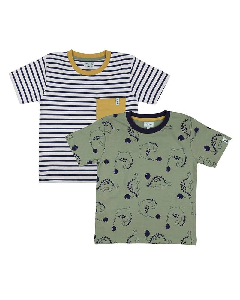 Dizzy Dino/Stripe 2pk T-Shirt