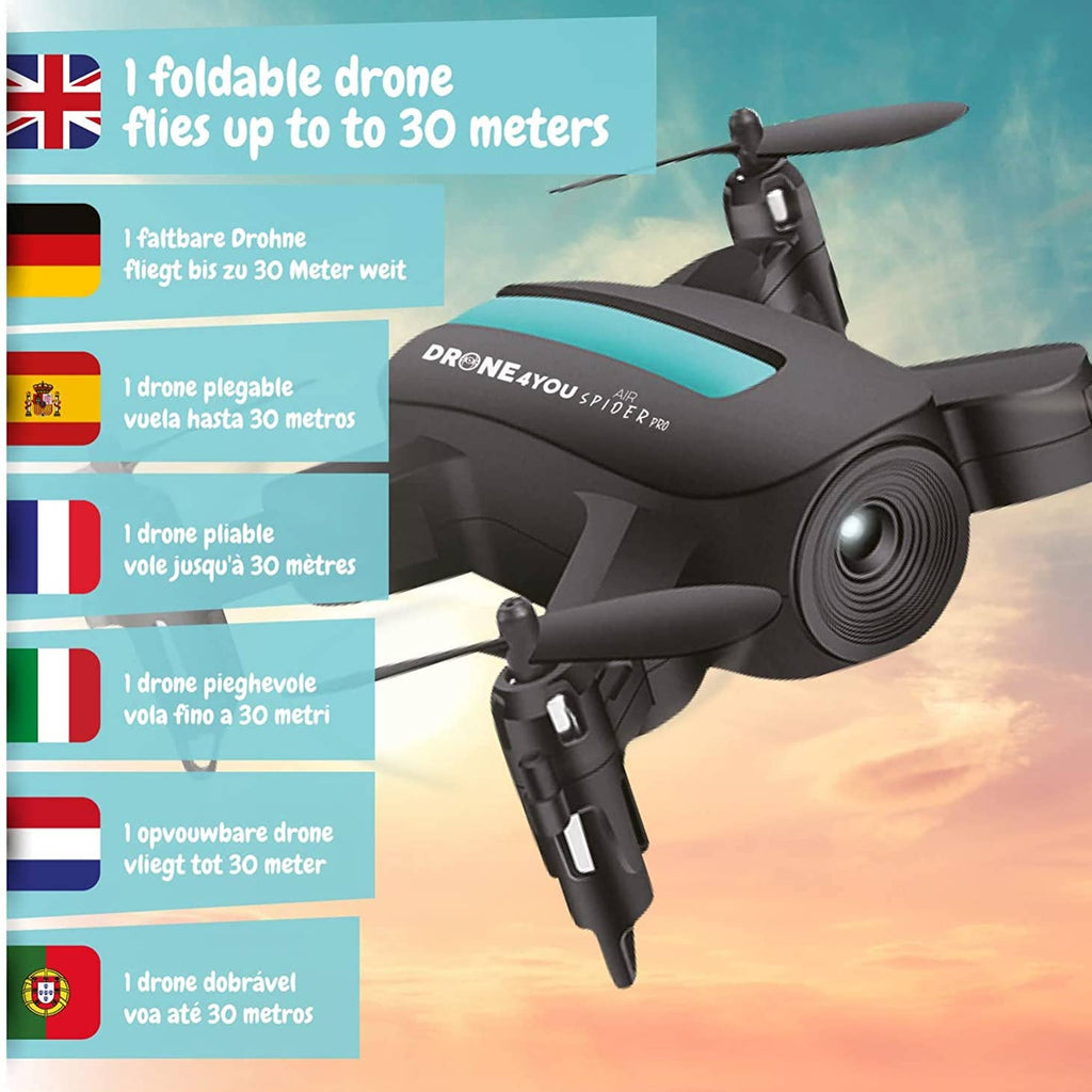 Air Spider Pro Mini Drone - Toy For Kids (in 3 Languages)