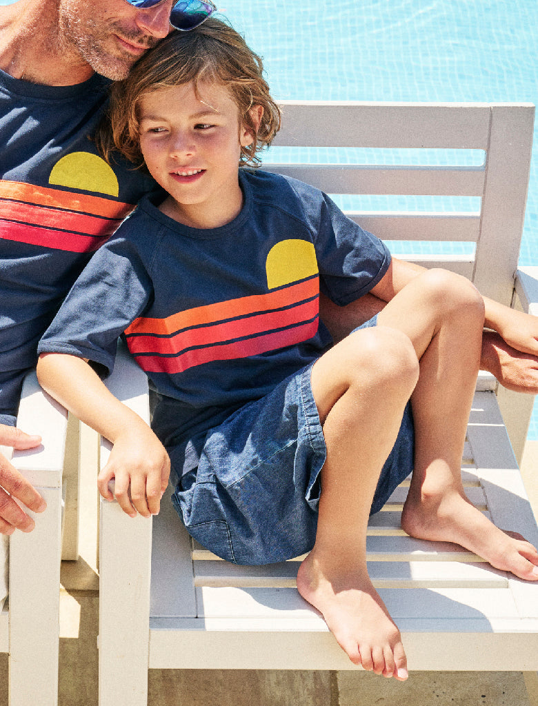 Kids T-Shirt - Sunset Stripe - Dress Blue