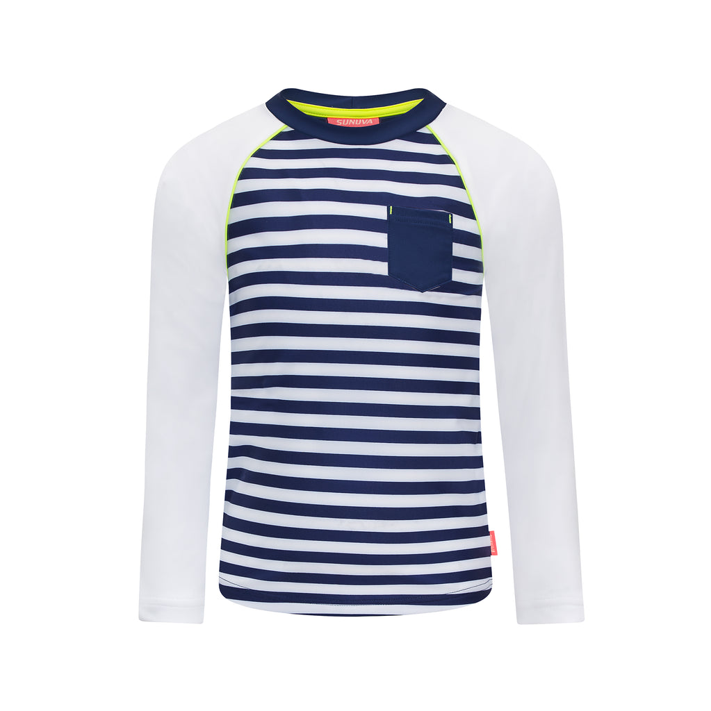 Boys Navy stripe Long Sleeved Rash Vest