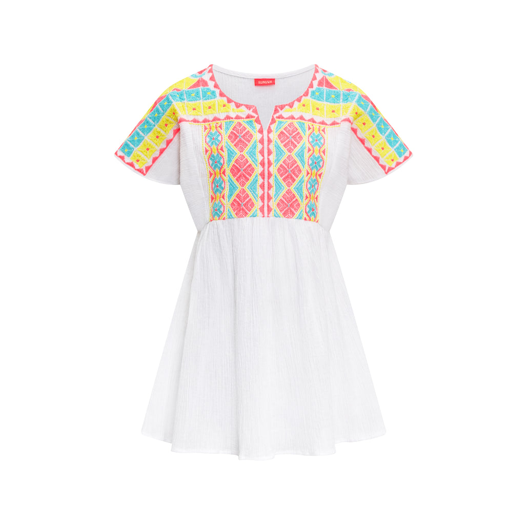 Girls Cotton Embroidered Dress