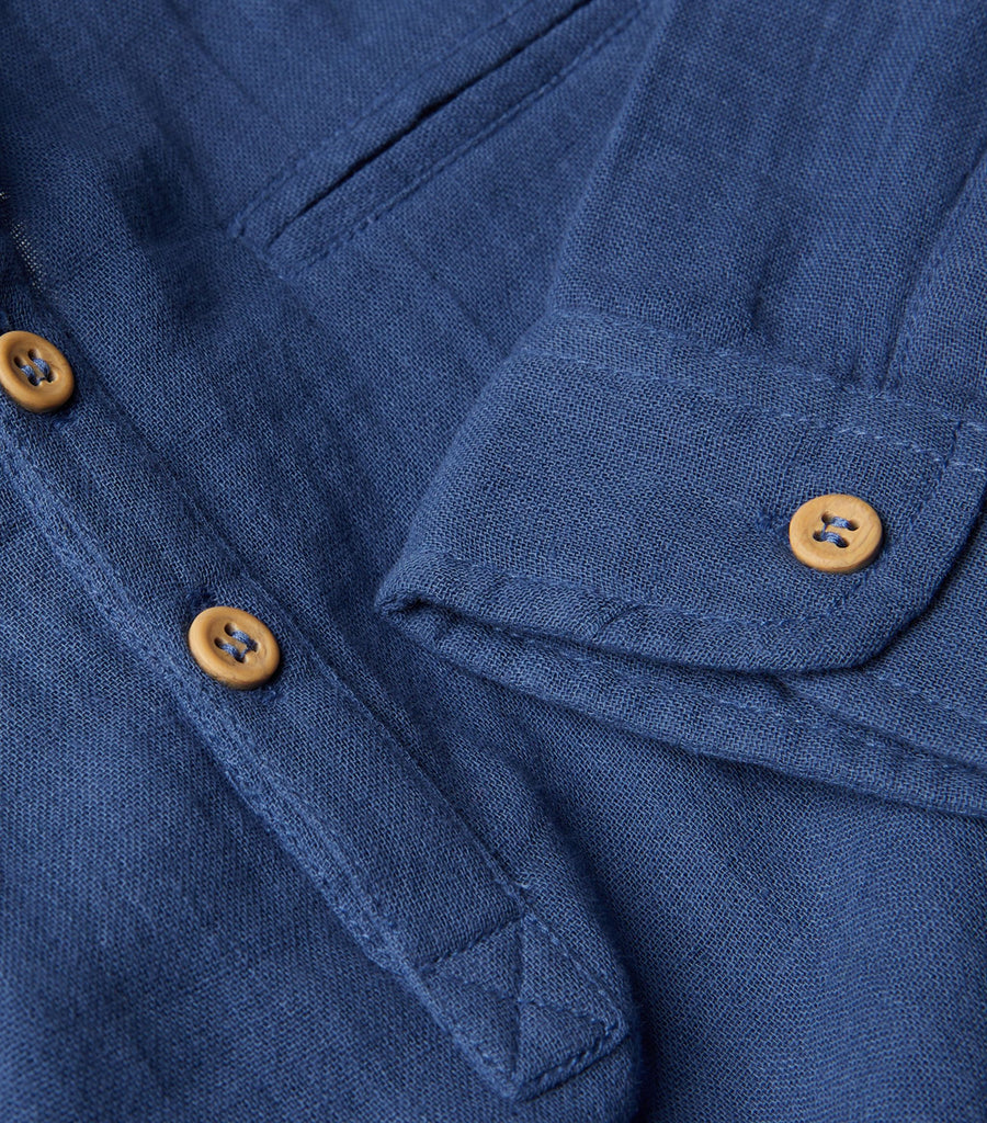 Boys Blue Nehru Collar Shirt