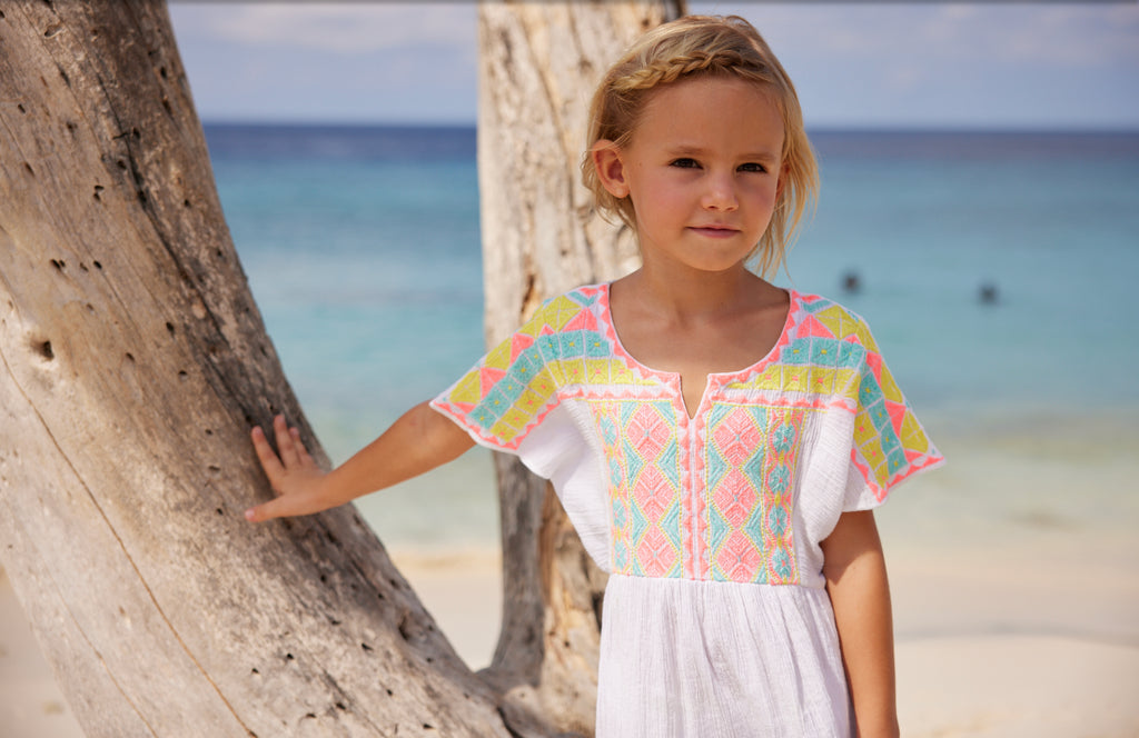 Girls Cotton Embroidered Dress