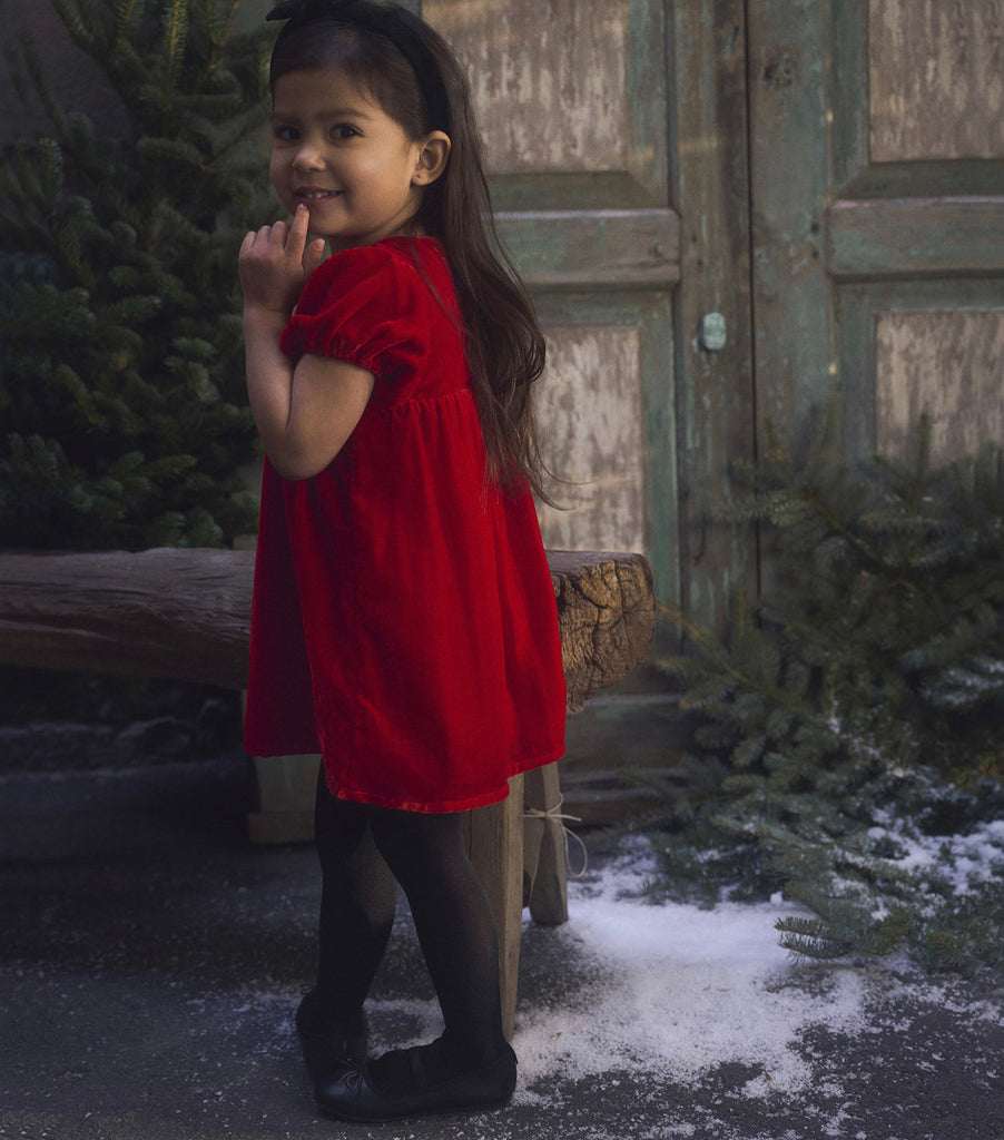 Baby Christmas Velvet Puff Sleeve Dress