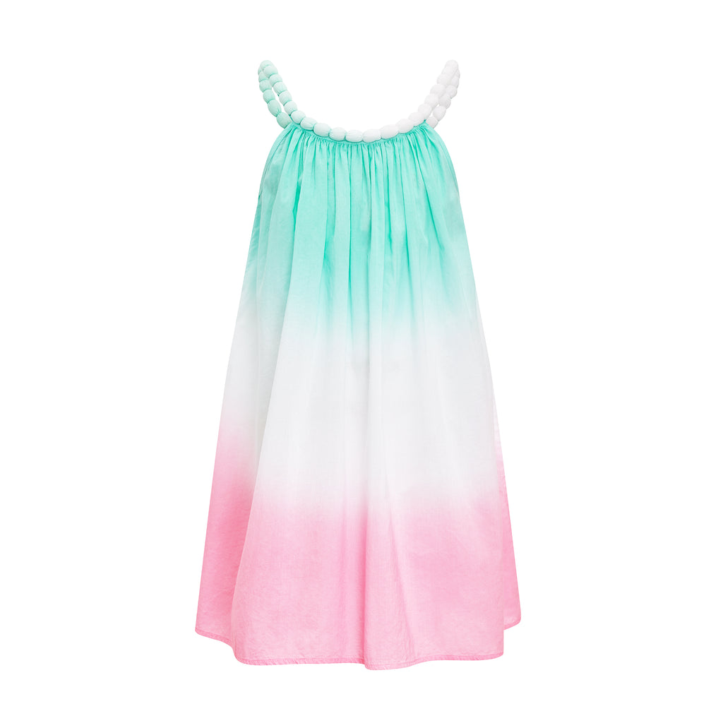 Girls Cotton Beaded Ombré Dress