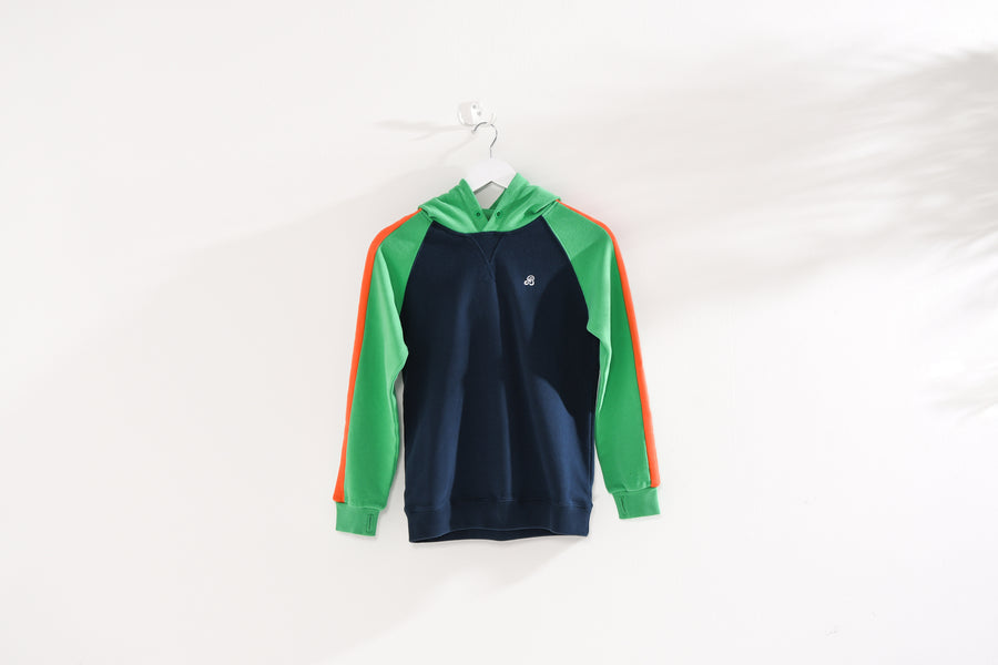 Kids Pullover Hoodie - Panel Sleeve - Dress Blue/Bright Green
