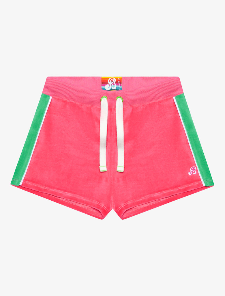 Girl's Velour Shorts - Electric Pink/Bright Green