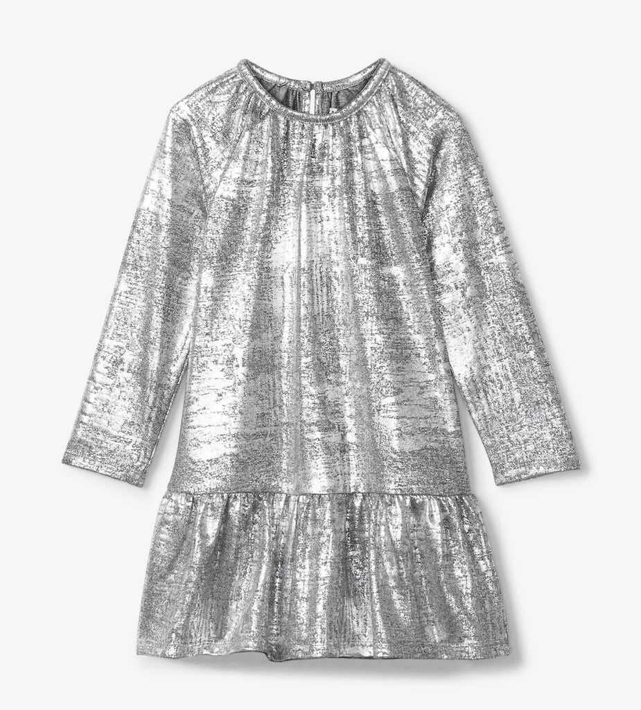 Girls Silver Shimmer A-Line Dress