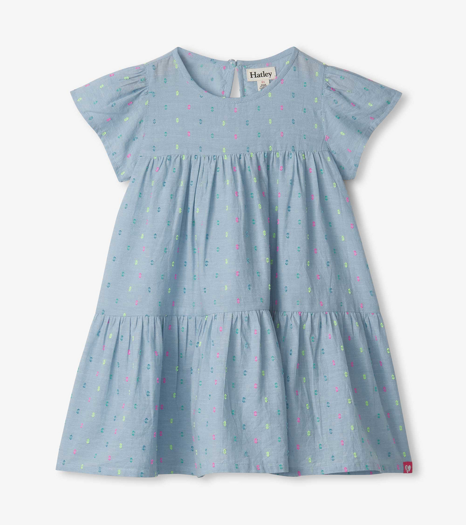 Baby & Toddler Girls Bright Spot Chambray Woven Puff Dress