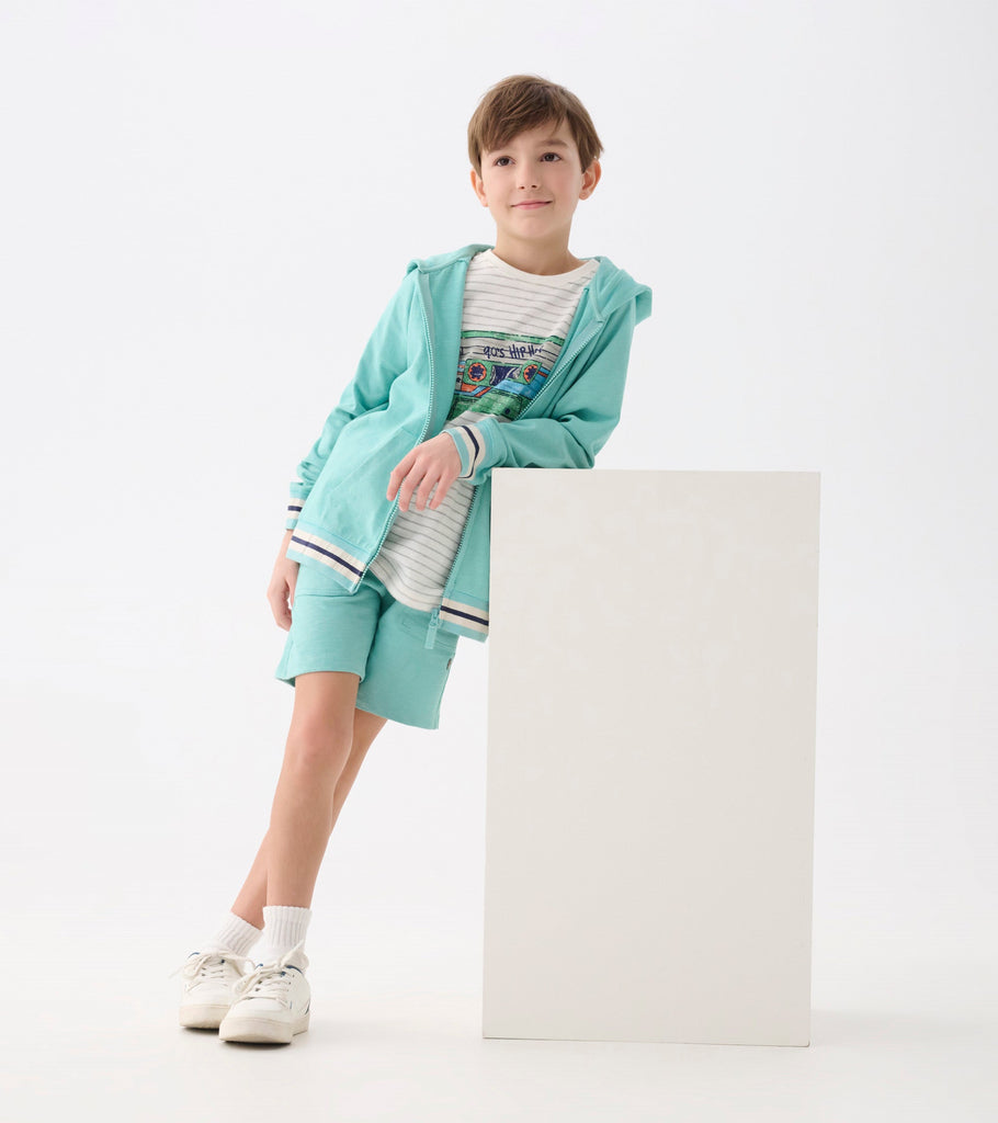 Boys Nile Blue Zip-Up Hoodie
