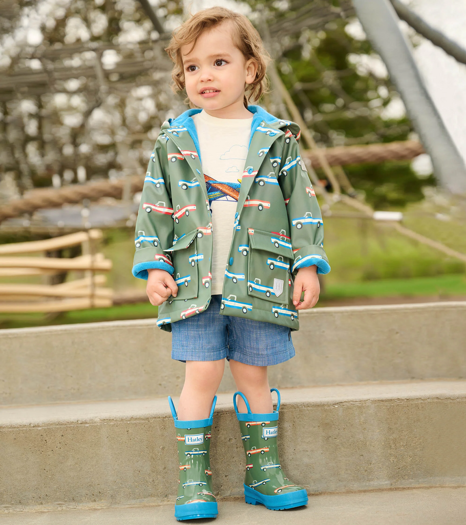 Toddler Boys Big Trucks Button-Up Raincoat