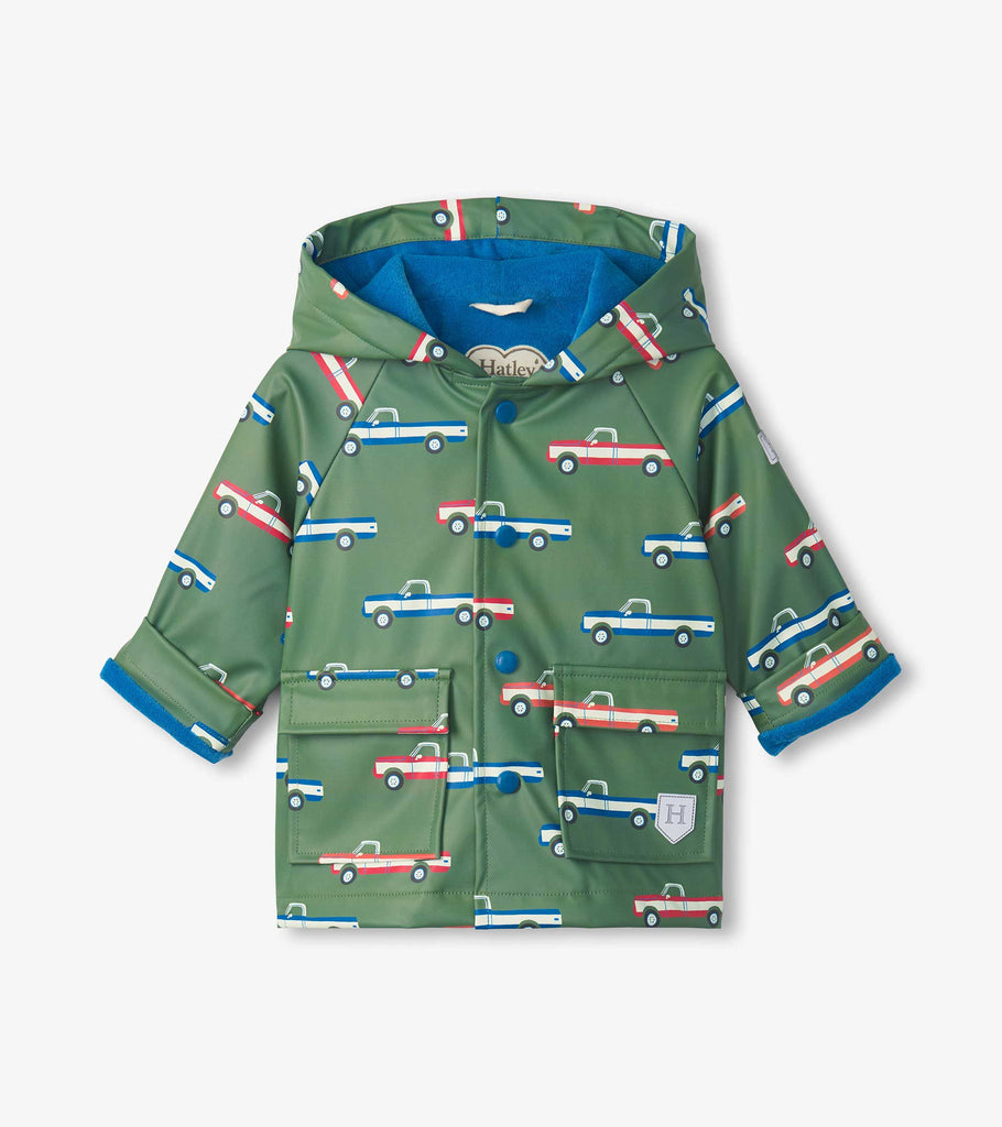Toddler Boys Big Trucks Button-Up Raincoat