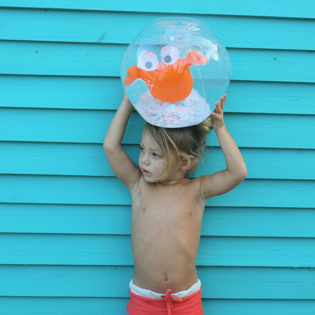 3D Inflatable Beach Ball Sonny the Sea Creature Neon Orange