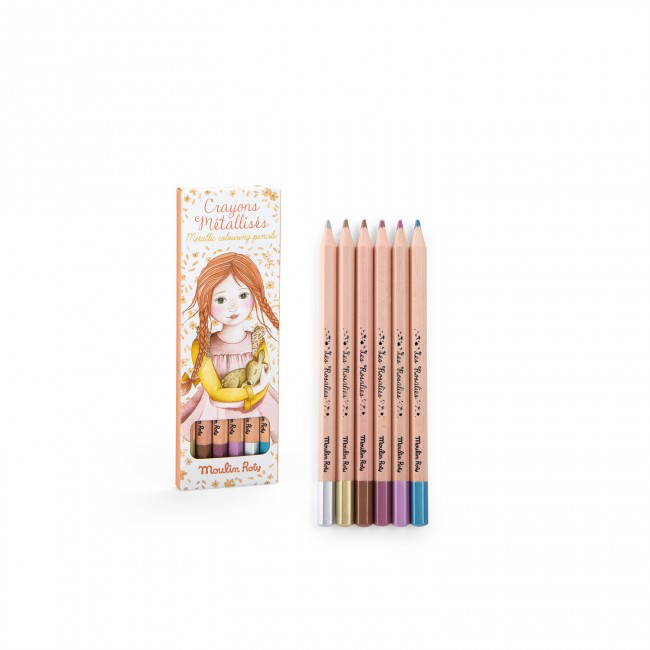 6 metallic colouring pencils Les Rosalies