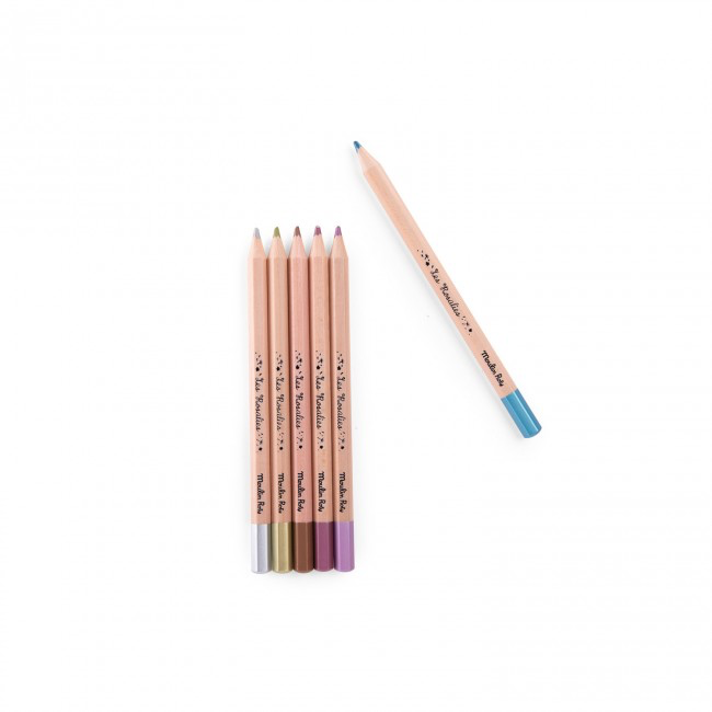 6 metallic colouring pencils Les Rosalies