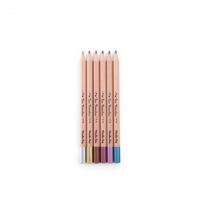 6 metallic colouring pencils Les Rosalies
