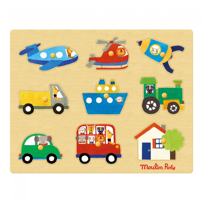 Wooden transport peg puzzle Les Popipop