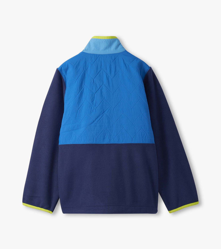 Boys Blue Colour Block Polar Fleece Jacket
