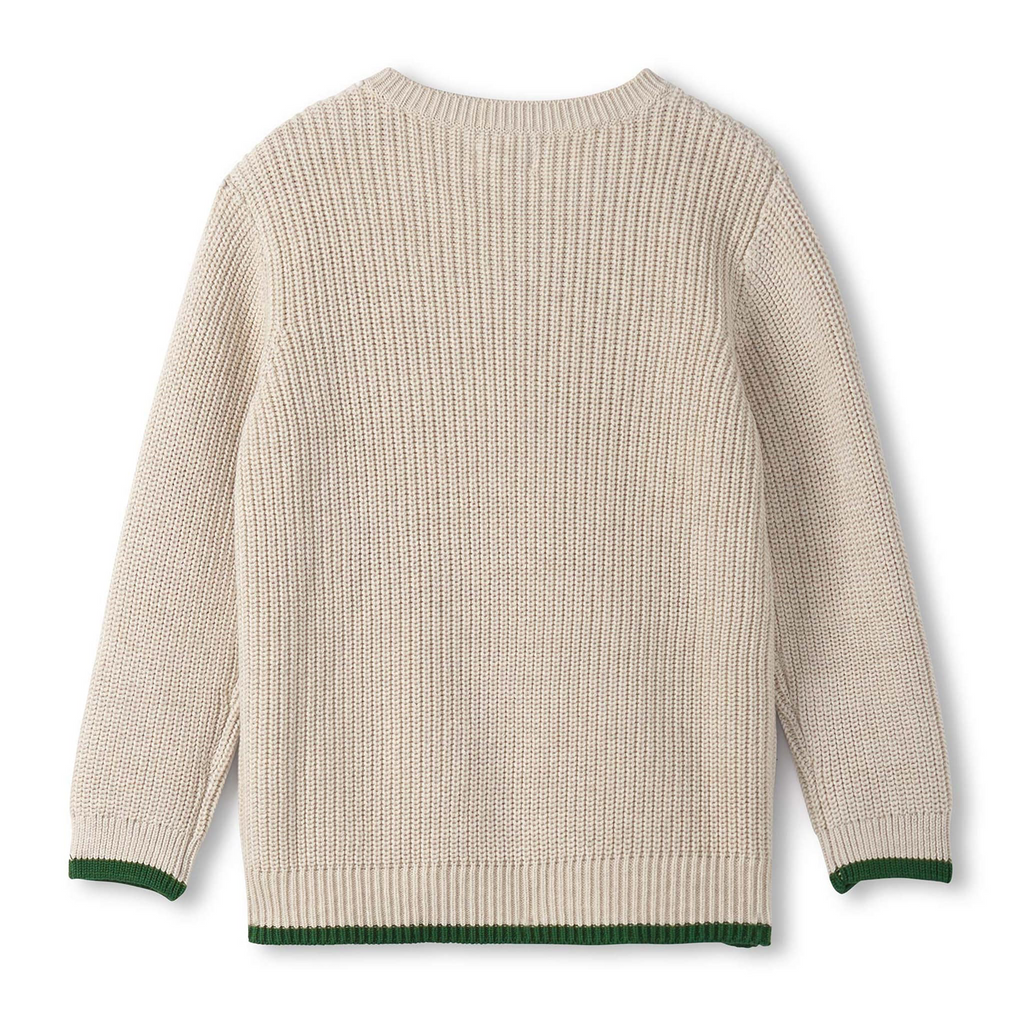 Boys Oatmeal Melange Button Neck Sweater