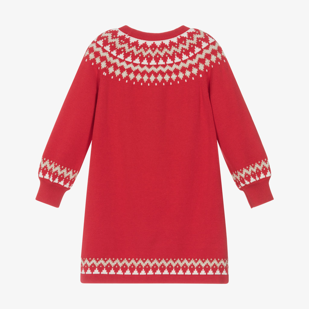 Girls Holiday Fair Isle Swing Sweater Dress