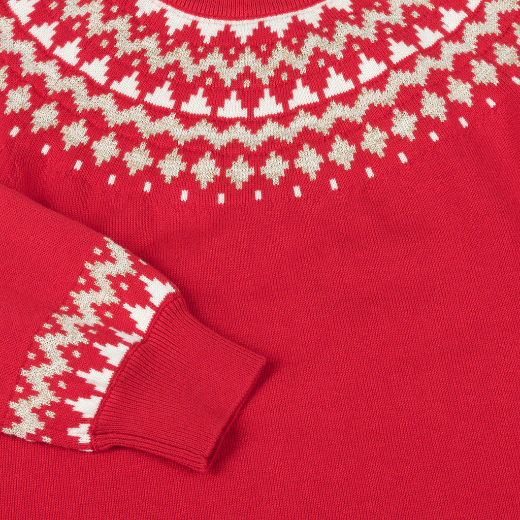 Girls Holiday Fair Isle Swing Sweater Dress