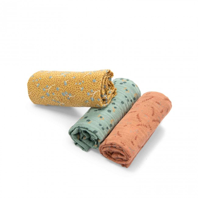 Set of 3 muslin squares Trois Petits Lapins