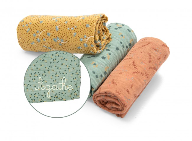 Set of 3 muslin squares Trois Petits Lapins