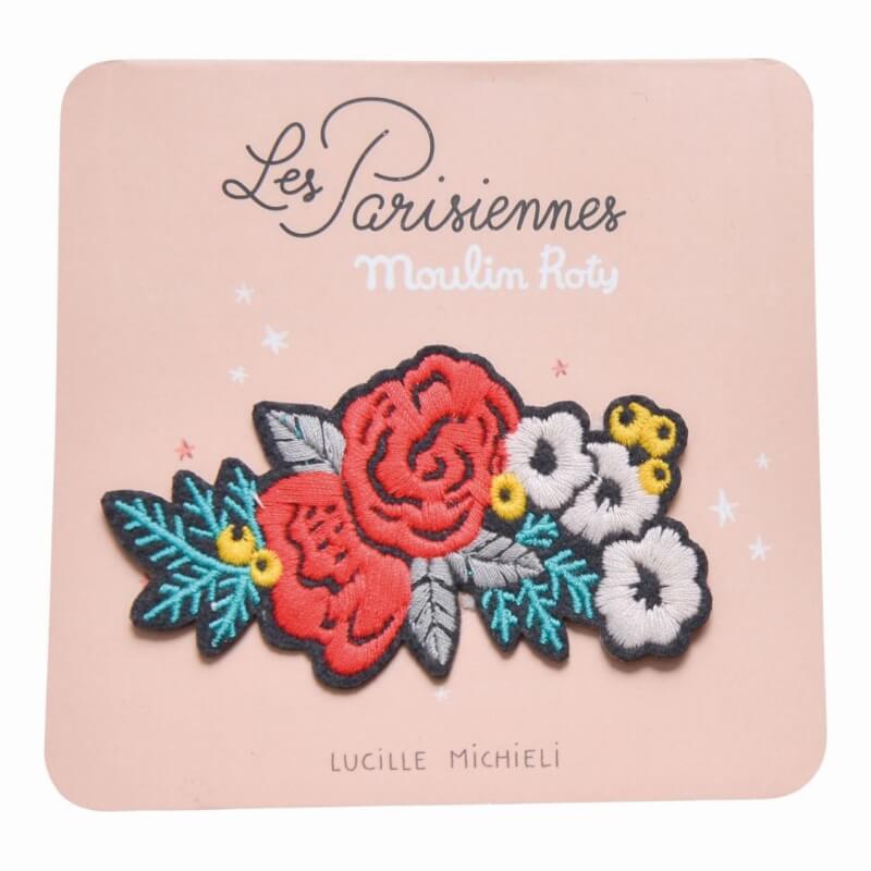 Moulin Roty Les Parisiennes Iron-On Embroidered Patch - Flower 8.5x4.5cm