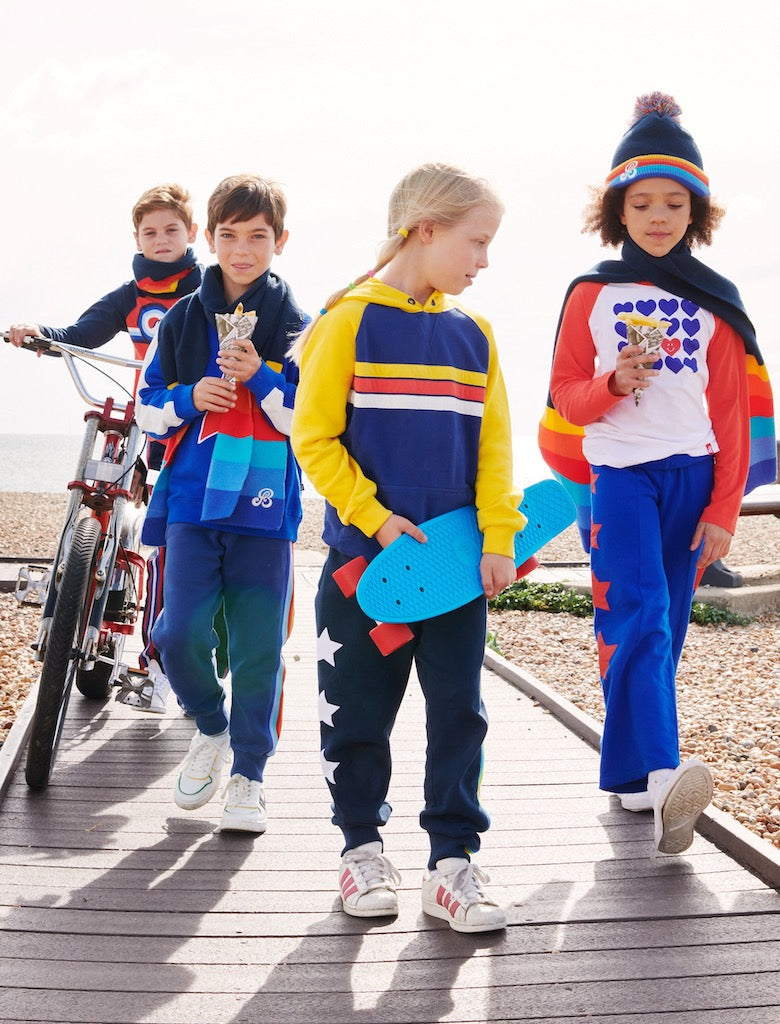 Kids Cuffed Sweatpants - Trio Star & Stripe - Dress Blue