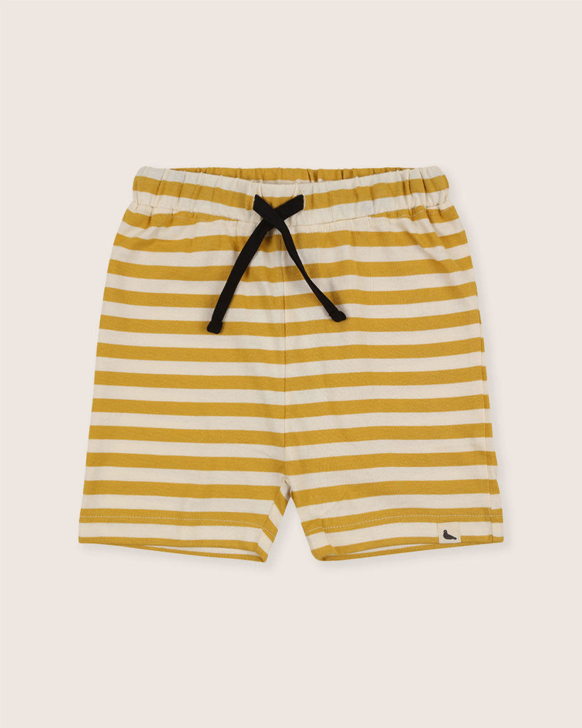 Wide Stripe Mustard Shorts