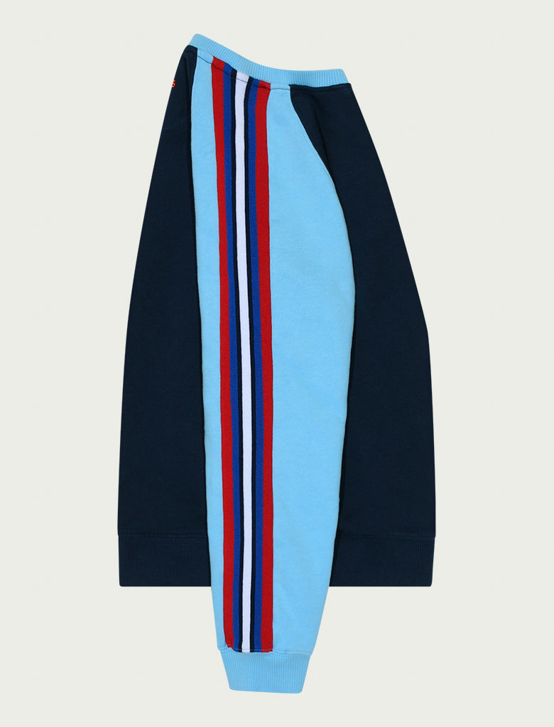 Kids Pullover Sweatshirt - Raglan Stripe - Dress Blue/Arctic Blue