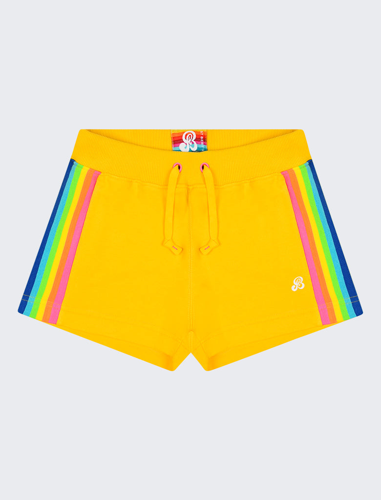 Girls Shorts Rainbow Stripe Freesia Yellow Nippers of Norfolk