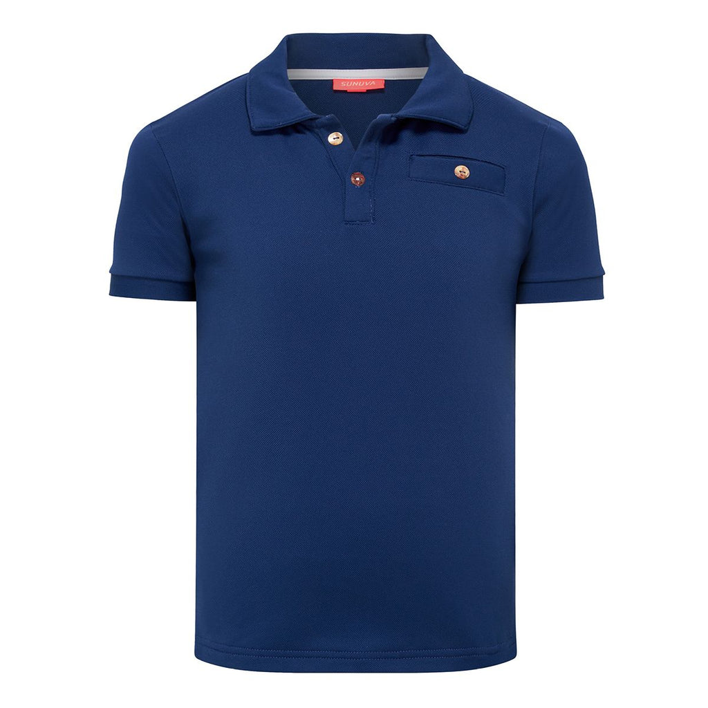 Boys Navy Polo Style Rash Vest