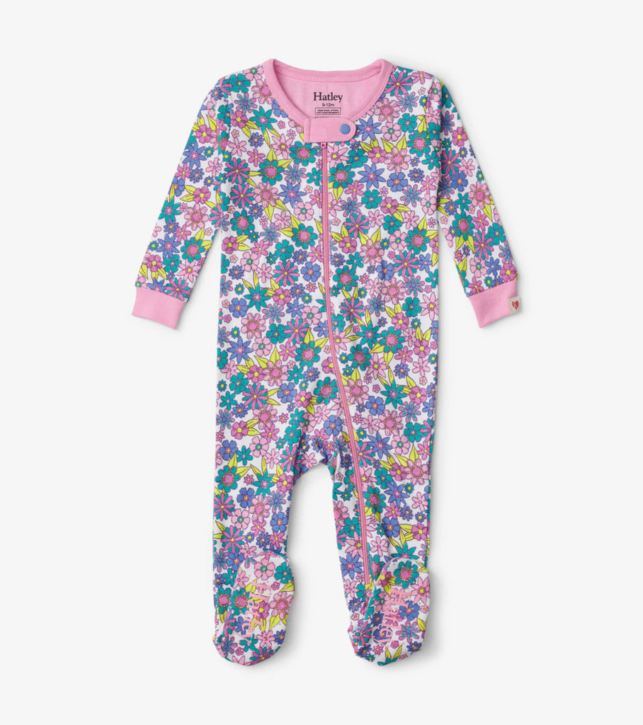 Retro Floral Footed Coverall