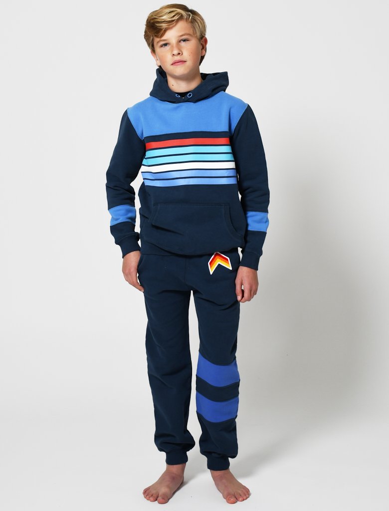 Kids Double Stripe Cinched Sweatpants - Dress Blue