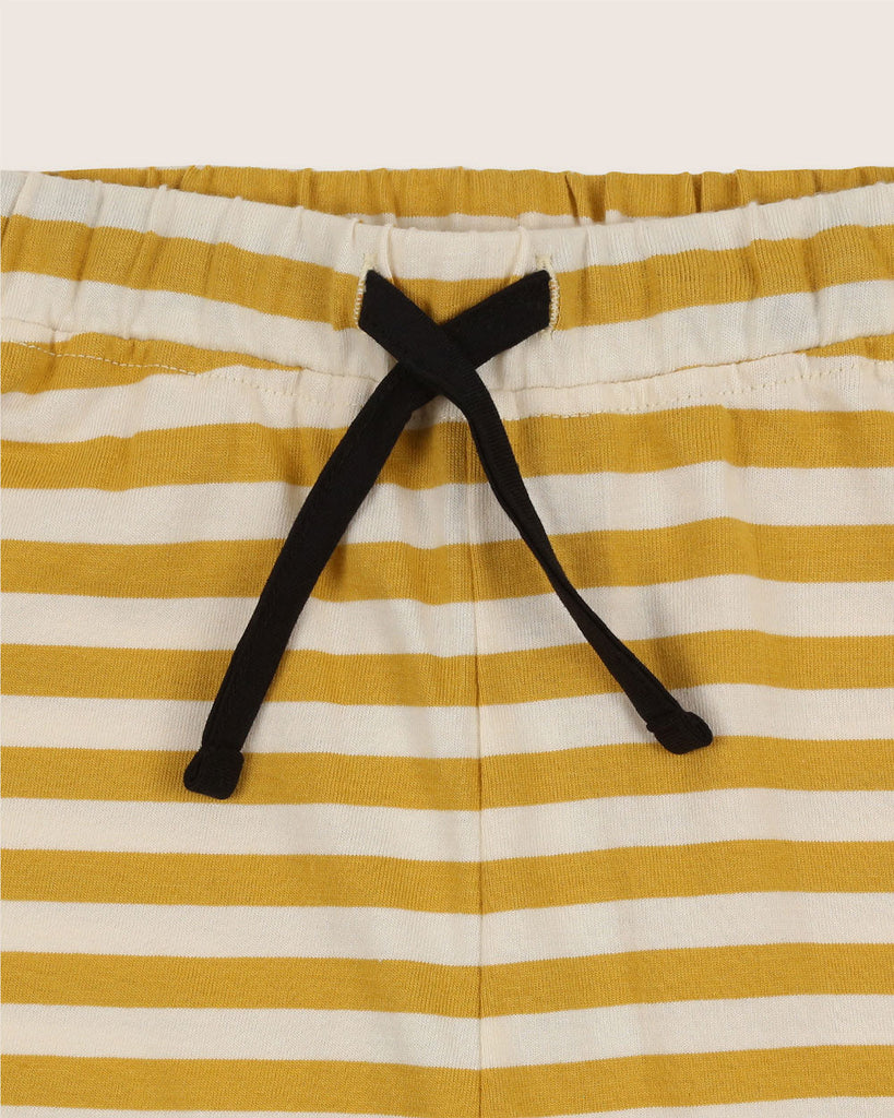 Wide Stripe Mustard Shorts