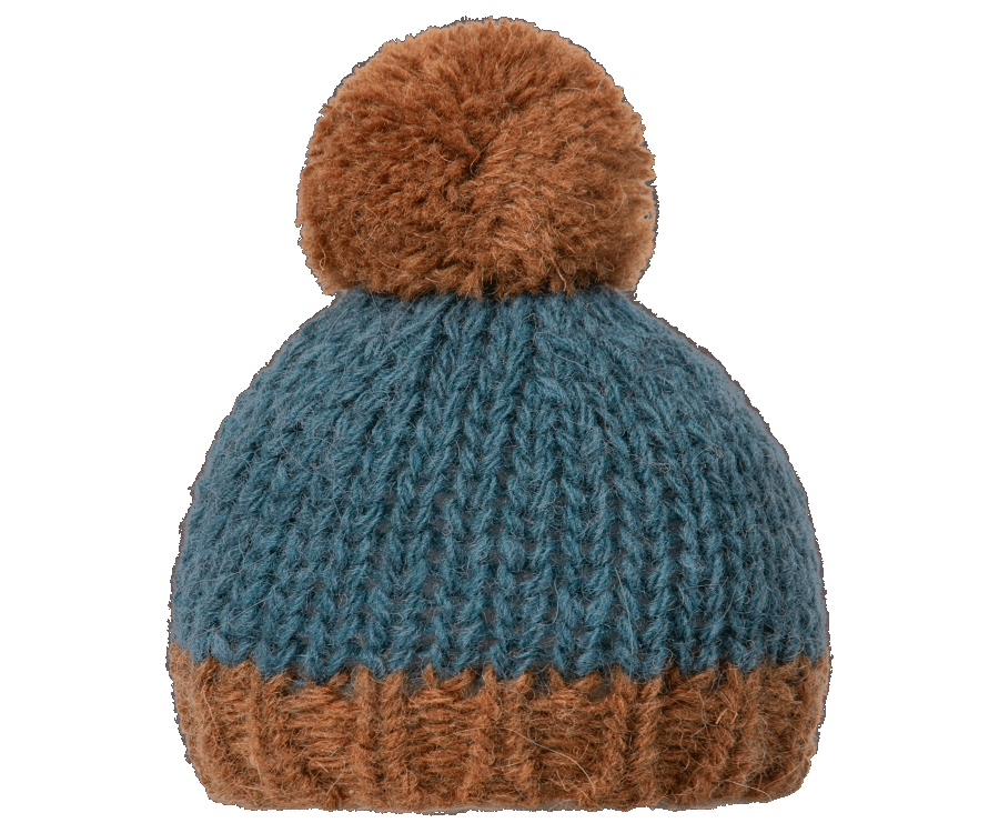 Best Friends Knitted Hat - Petrol/Brown