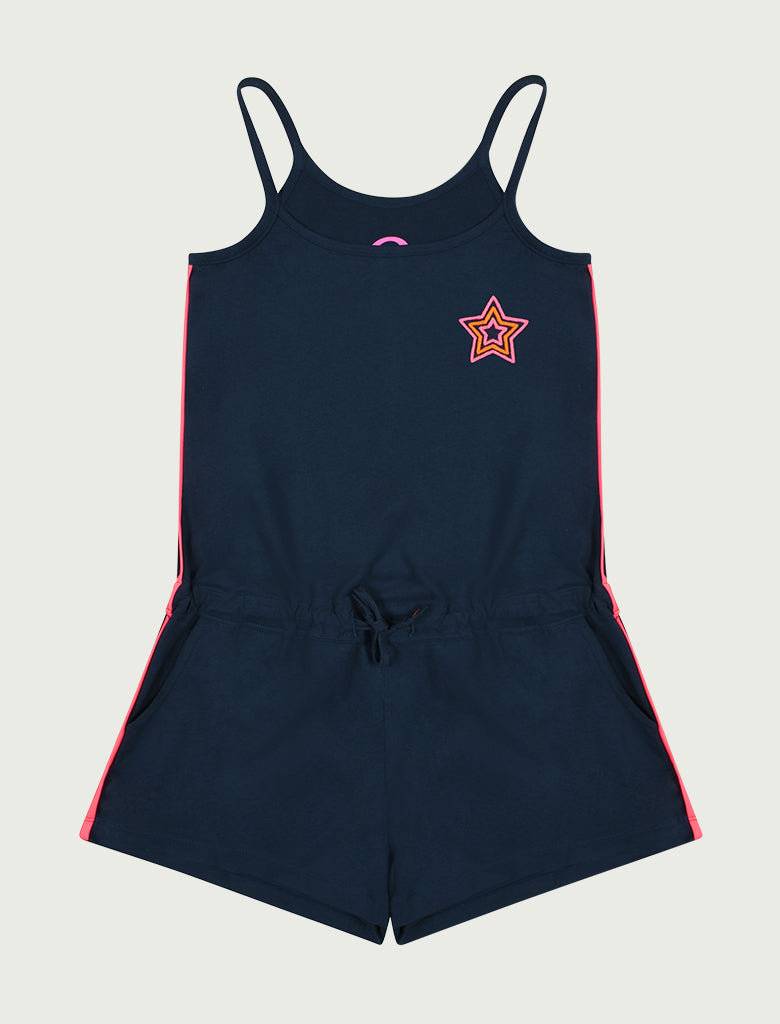 Girls Playsuit - Triple Star - Dress Blue