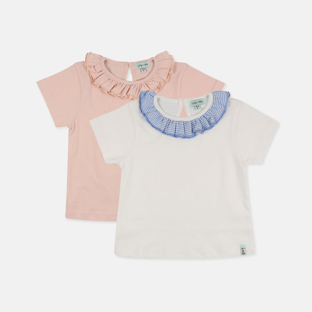 Pink & Ecru Plain T-Shirt - 2 Pack