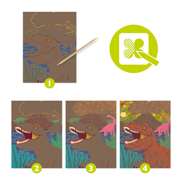 Djeco Scratch Cards - When Dinosaurs Reigned