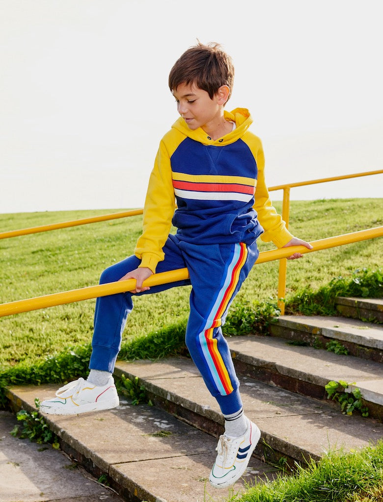 Kids Cuffed Sweatpants - Rainbow Stripe - Twilight Blue
